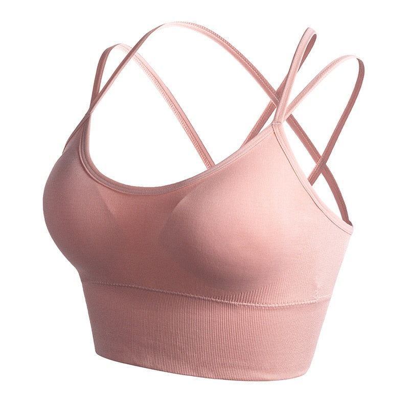 Seamless Light Pink Sports Bra With Removable Pads For Running, Yoga, And  Fitness Energy Cross Design From Gp0b, $18.79