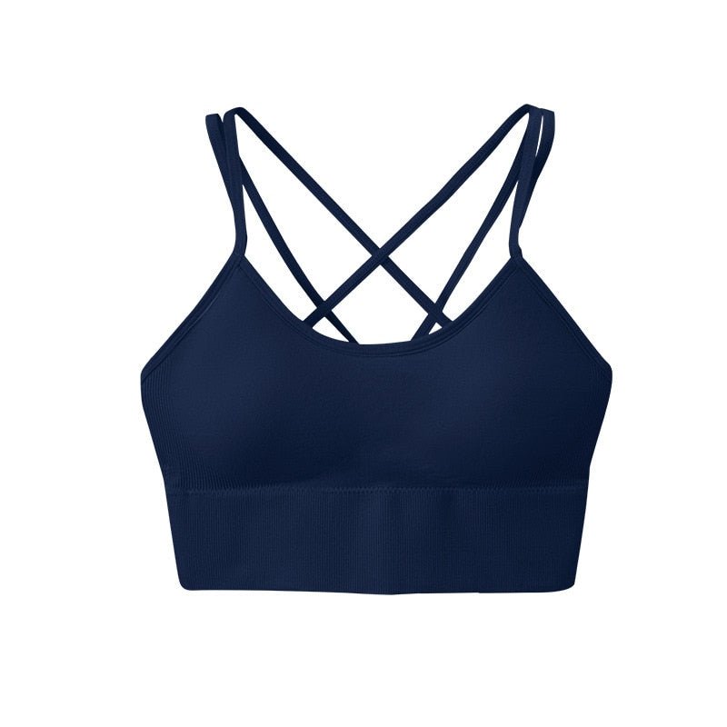 S-XL Cross Back Nylon Pad Long Sleeve Yoga Shirt Women Sports Crop Top  Running Fitness Workout Top Backless Active Gym Top - AliExpress